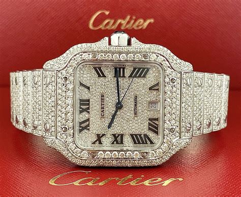 men's diamond cartier watch|cartier santos iced out price.